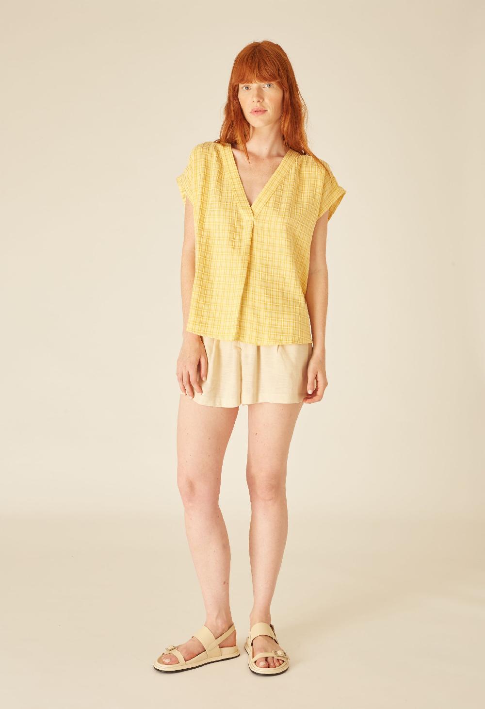 pepaloves SQUARES BLOUSE YELLOW Rebajas
