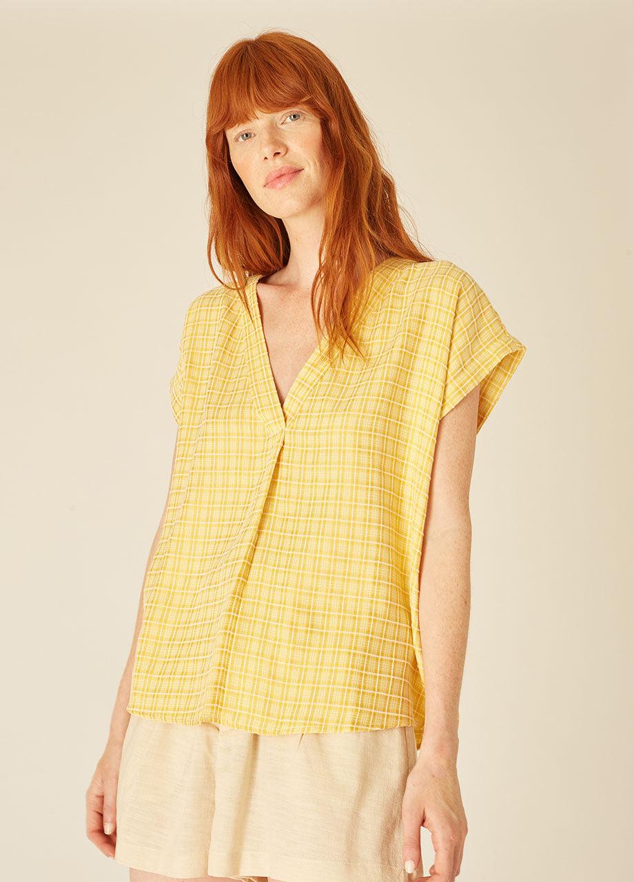 pepaloves SQUARES BLOUSE YELLOW Rebajas