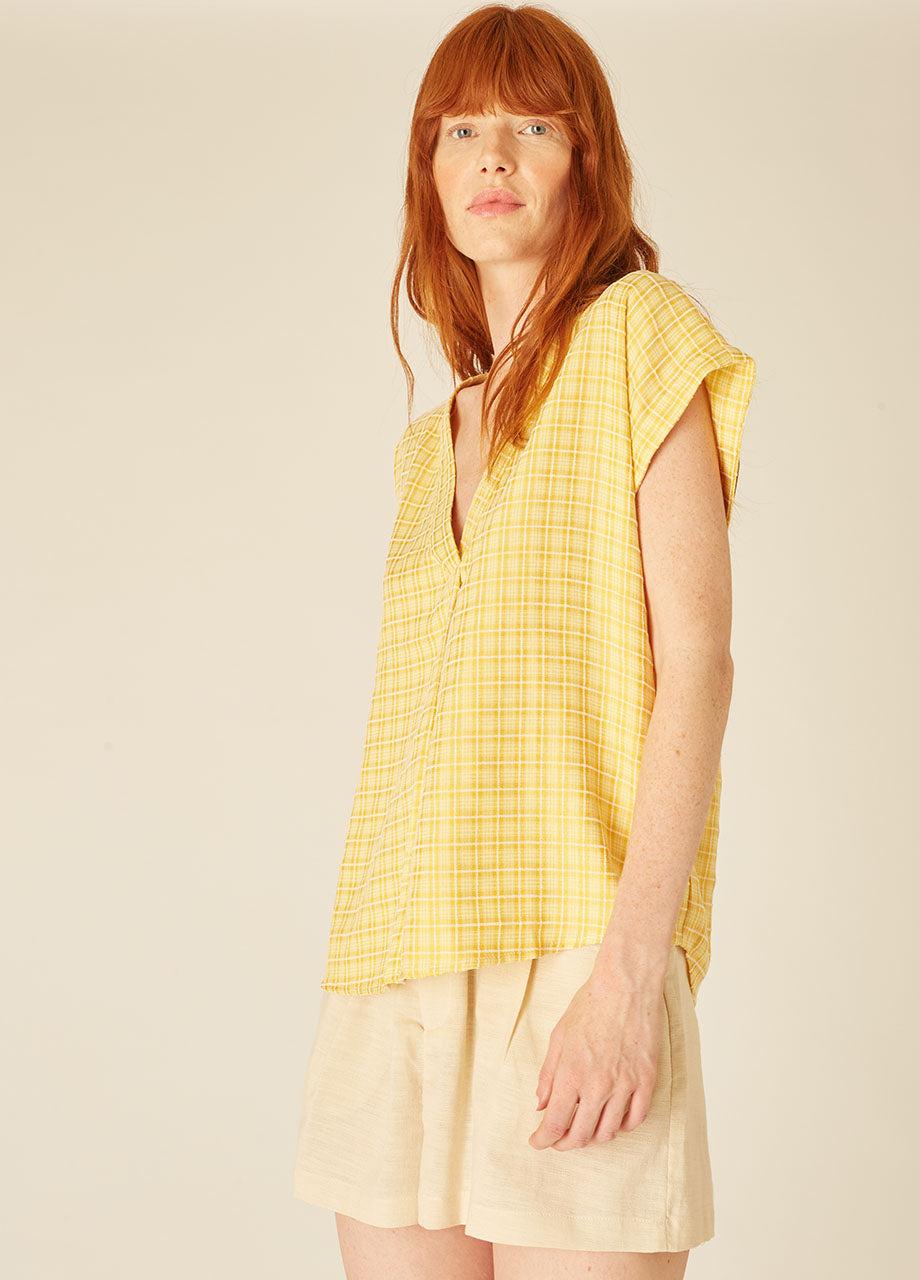 pepaloves SQUARES BLOUSE YELLOW Rebajas