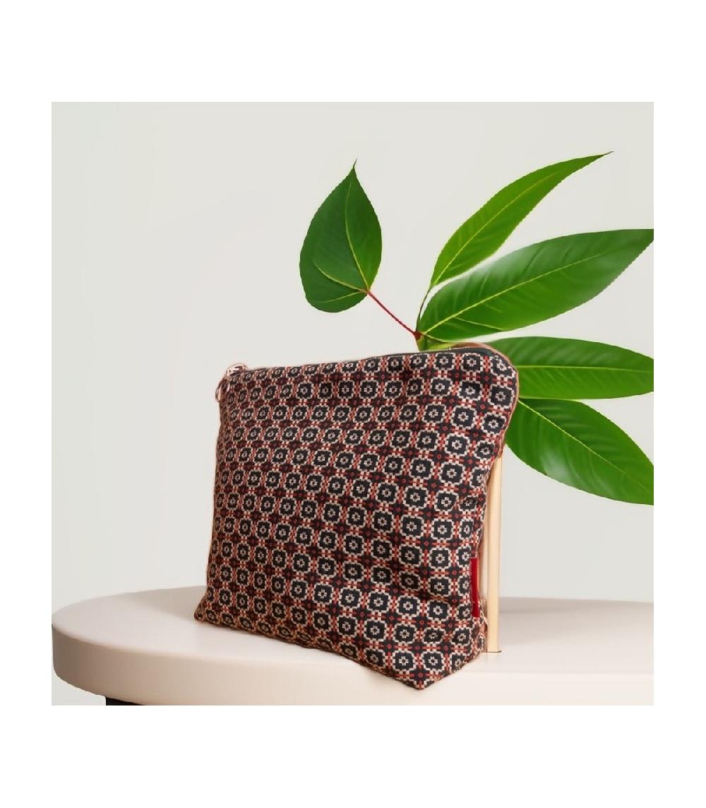 perpetummobile Bolso de mano y neceser en jacquard verde y naranja Último día