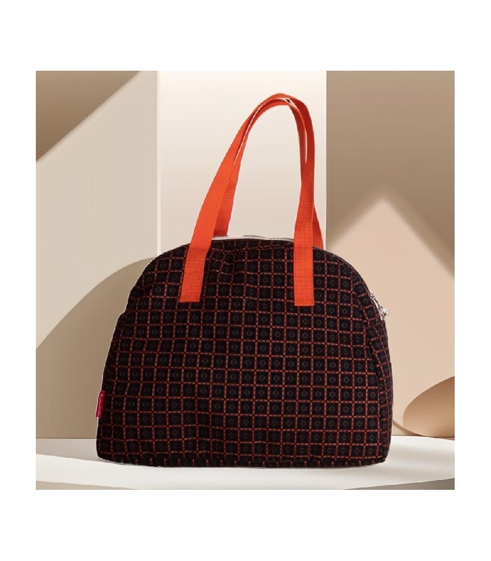 perpetummobile Bolsa de viaje de jacquard geométrico marrón y naranja Promoción por tiempo limitado