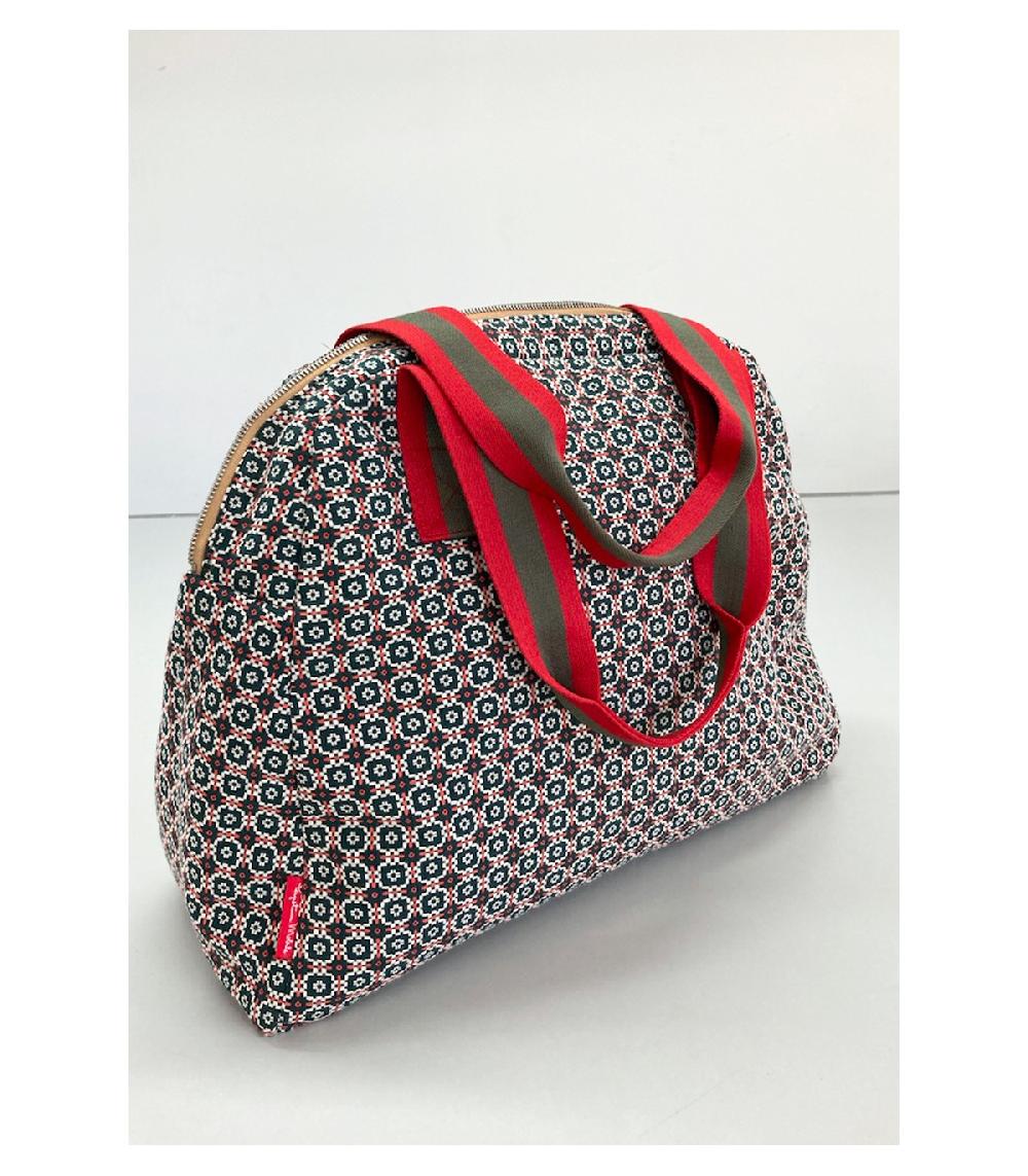 perpetummobile Bolsa de viaje de jacquard geométrico verde Libre de impuestos