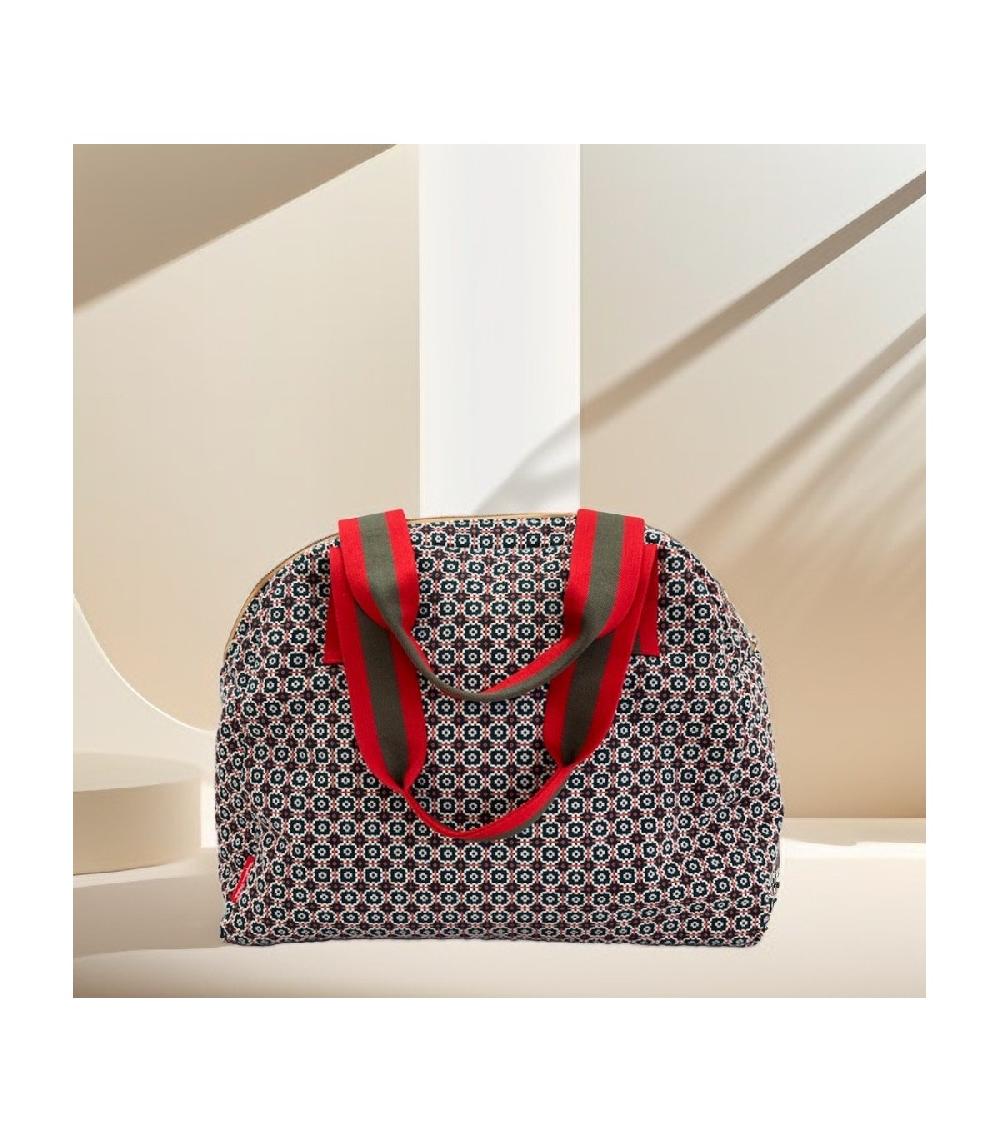 perpetummobile Bolsa de viaje de jacquard geométrico verde Libre de impuestos