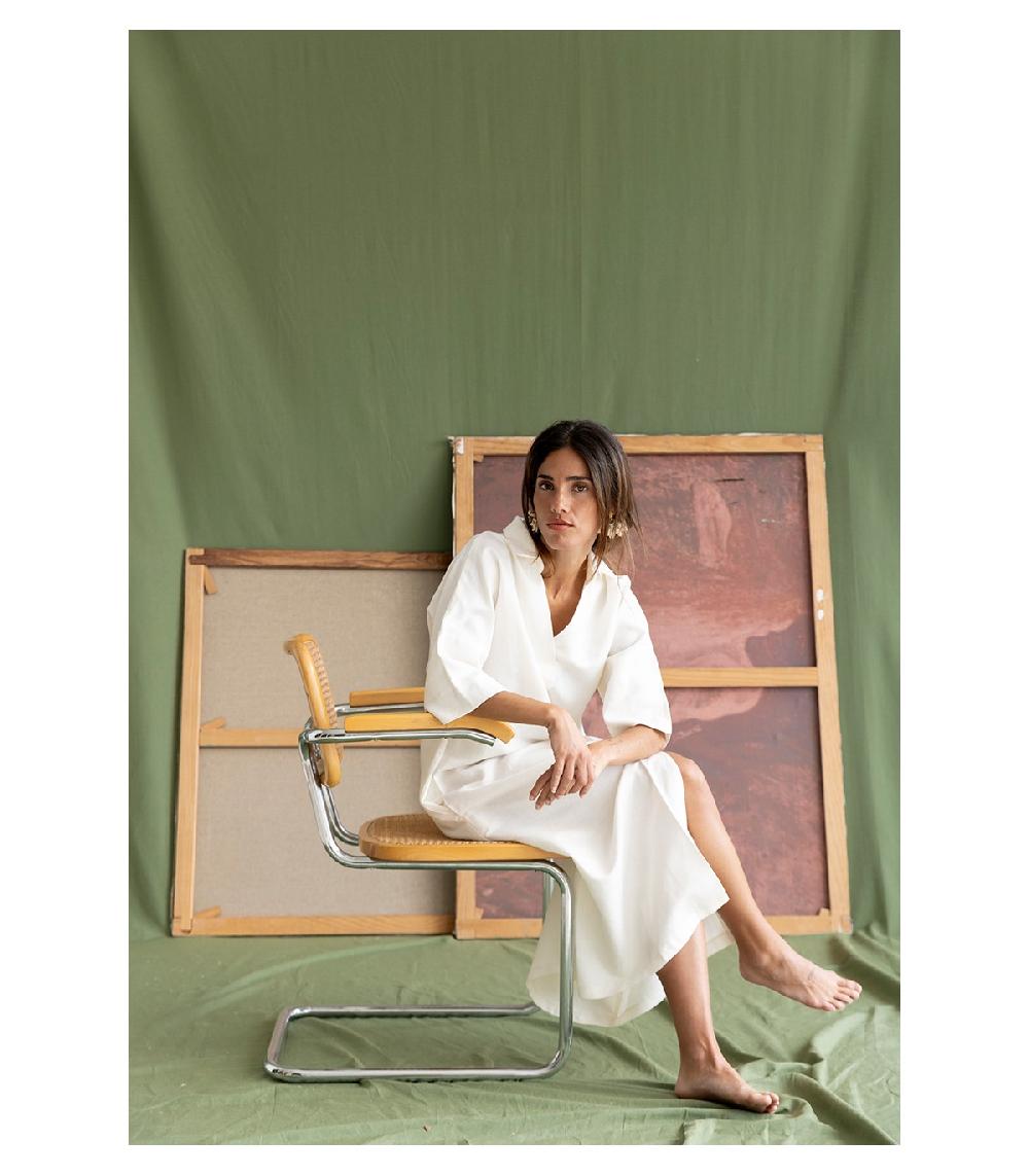 perpetummobile Vestido kaftán Tanis blanco Rebajas de fin de temporada