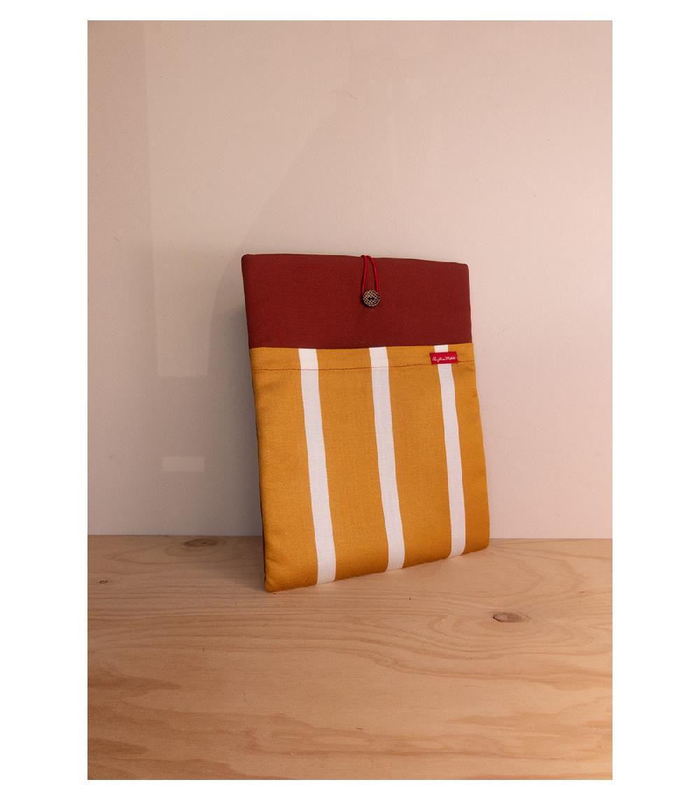 perpetummobile Funda de ordenador tipo sobre rayas mostaza