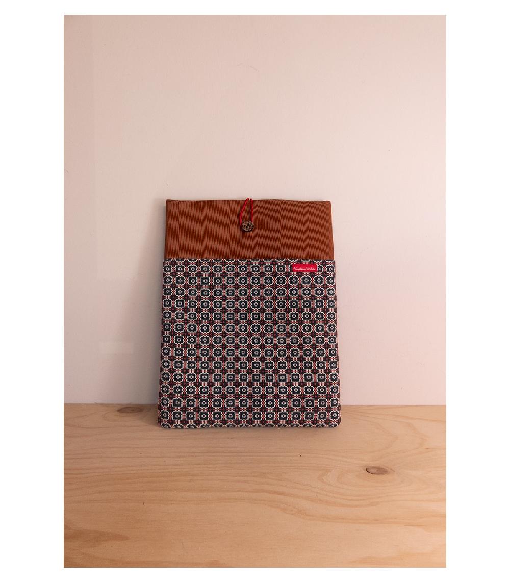 perpetummobile Funda de ordenador tipo sobre jacquard verde y naranja