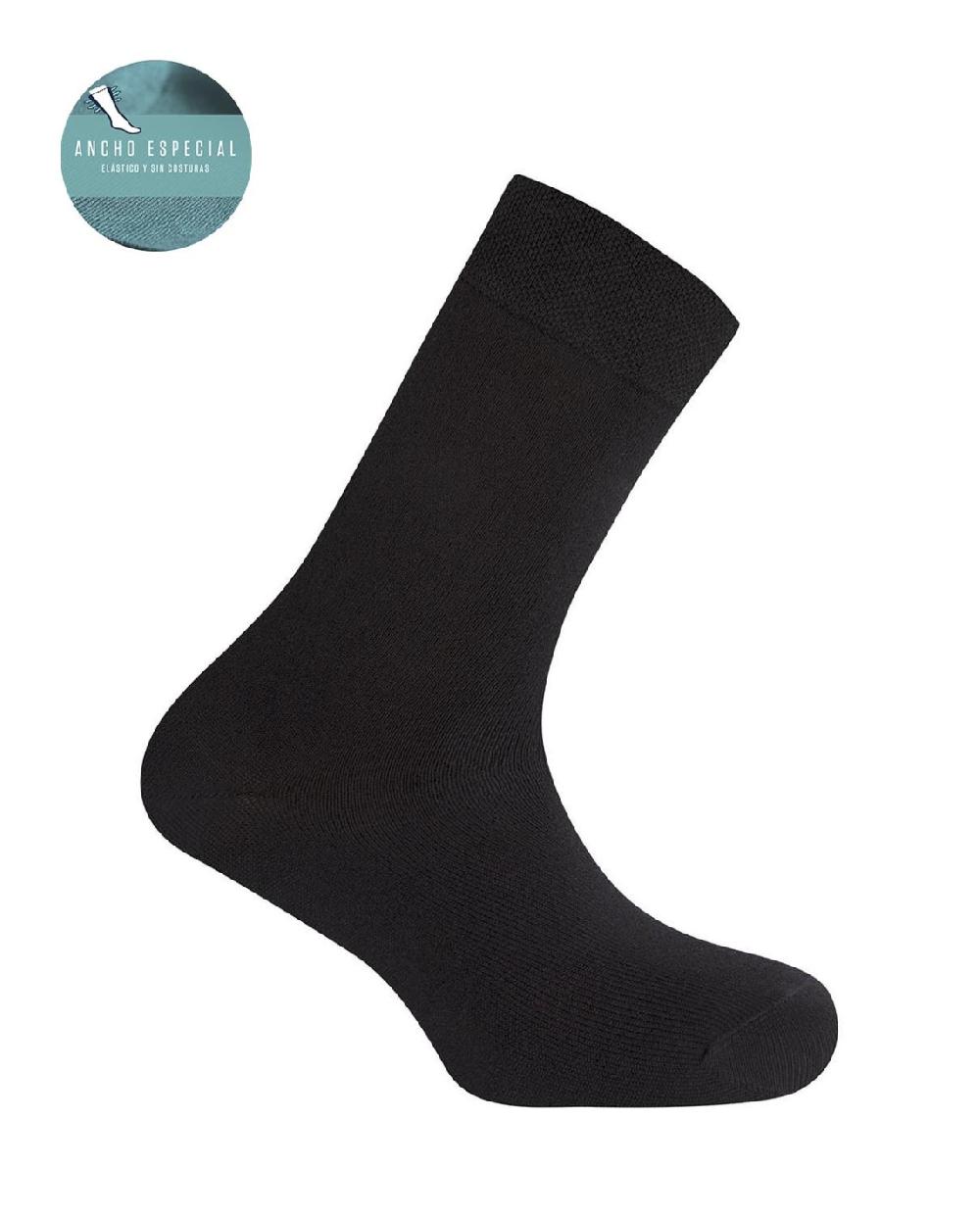 punto blanco Calcetines de algodón lisos - Ancho Especial