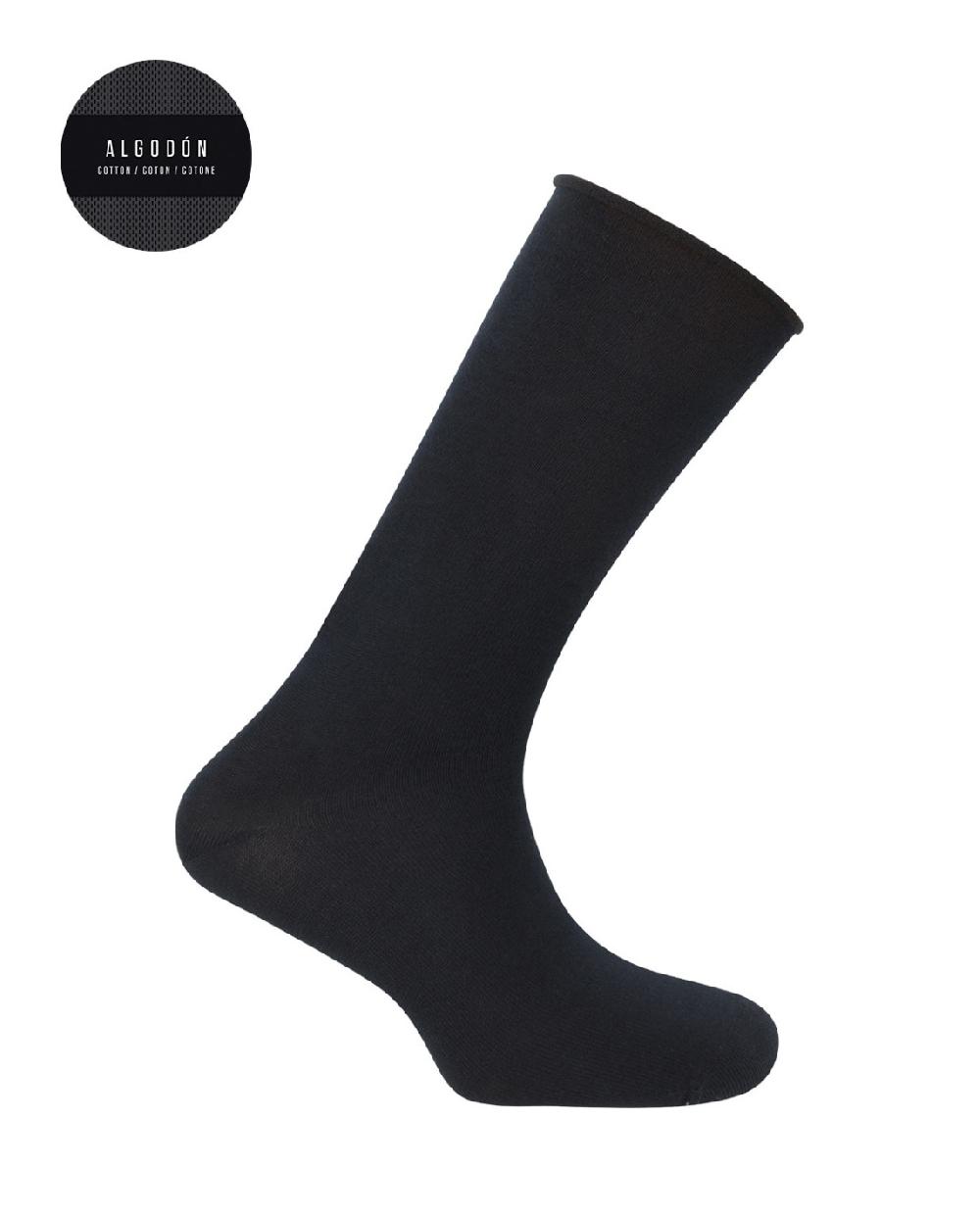punto blanco Calcetines de algodón lisos con puño roulé
