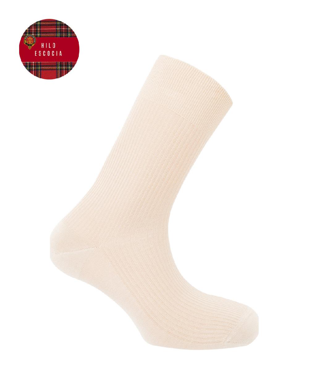 punto blanco Calcetines de Hilo de Escocia de canalé