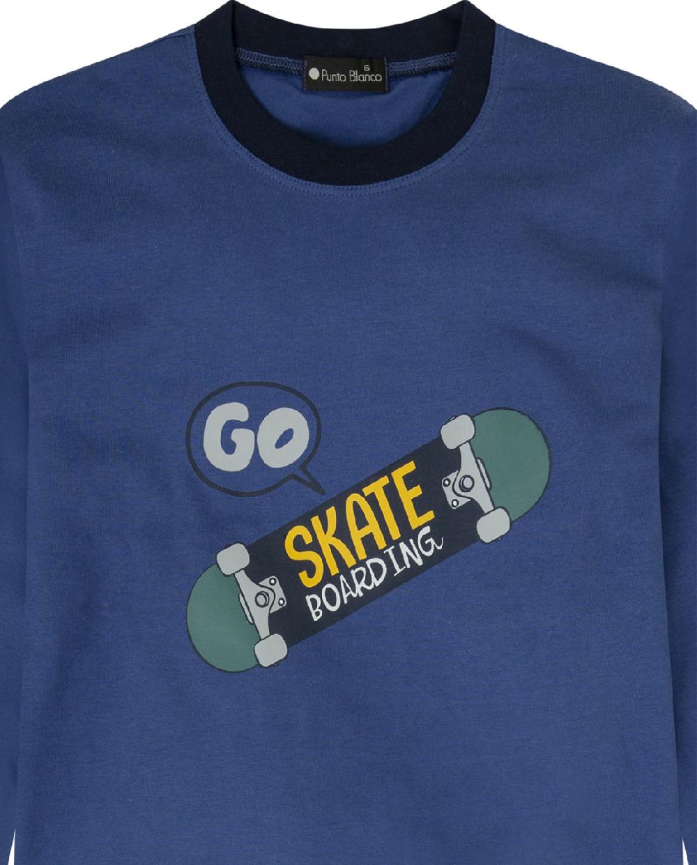 punto blanco Pijama largo de algodón con estampado Skate Outlet online