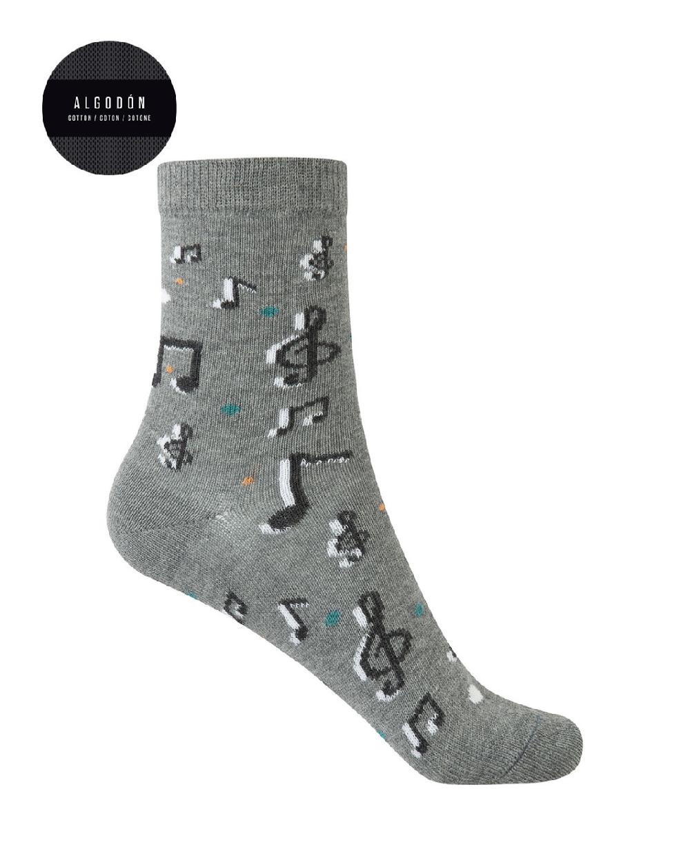 punto blanco Pack de 2 calcetines de algodón - notas musicales y rayas Descuento