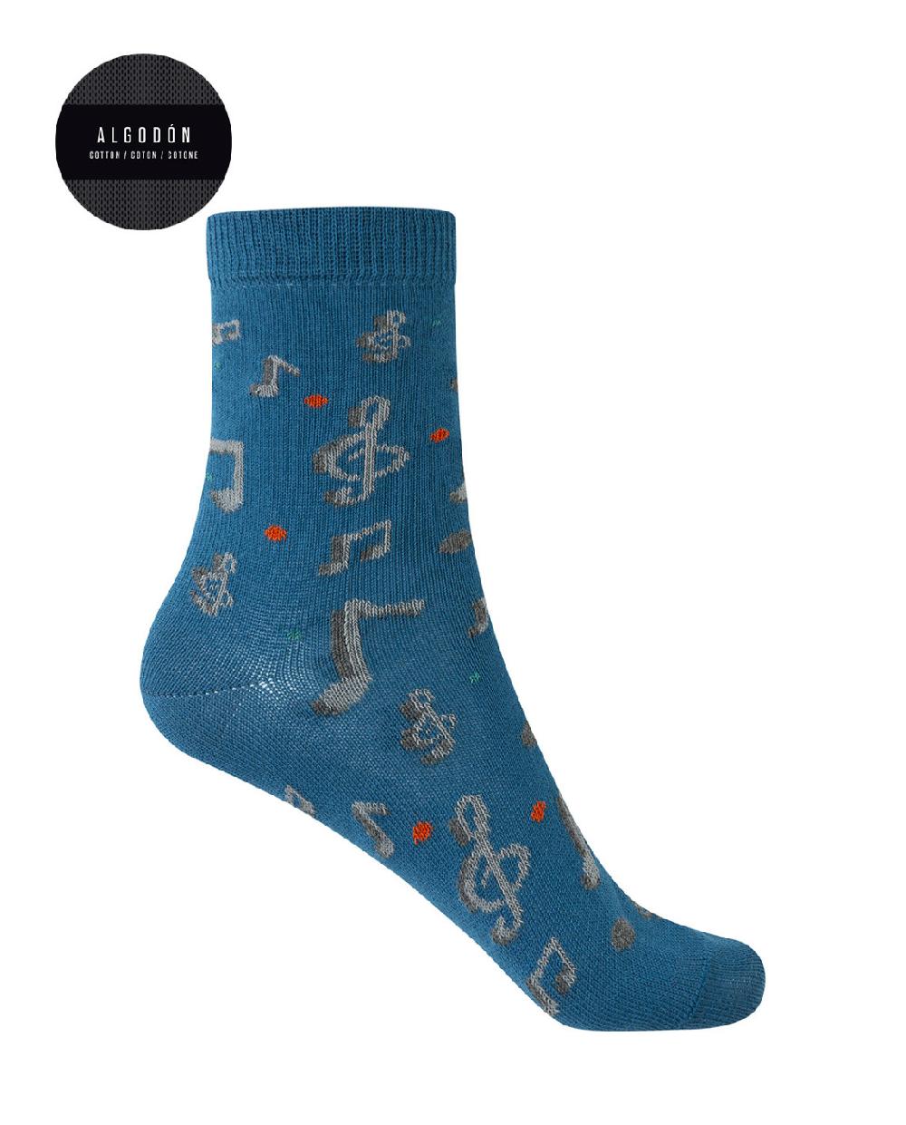 punto blanco Pack de 2 calcetines de algodón - notas musicales y rayas Tienda