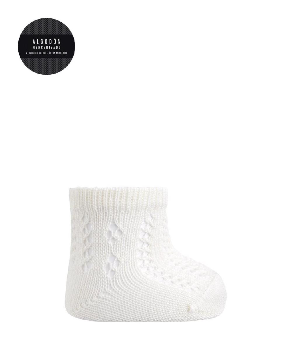 punto blanco Calcetines de algodón mercerizado calados