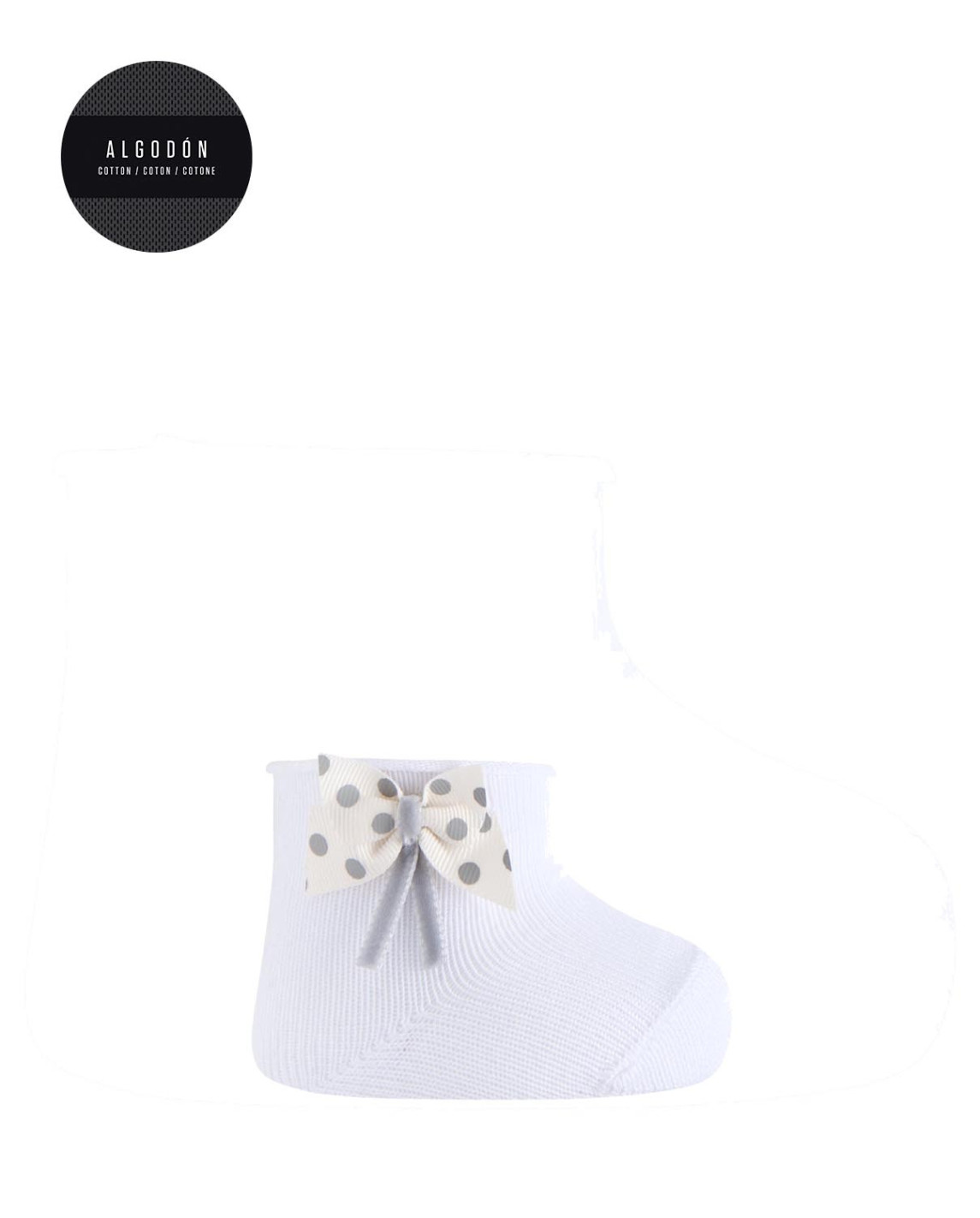 punto blanco Calcetines de algodón con puño roulé y aplique