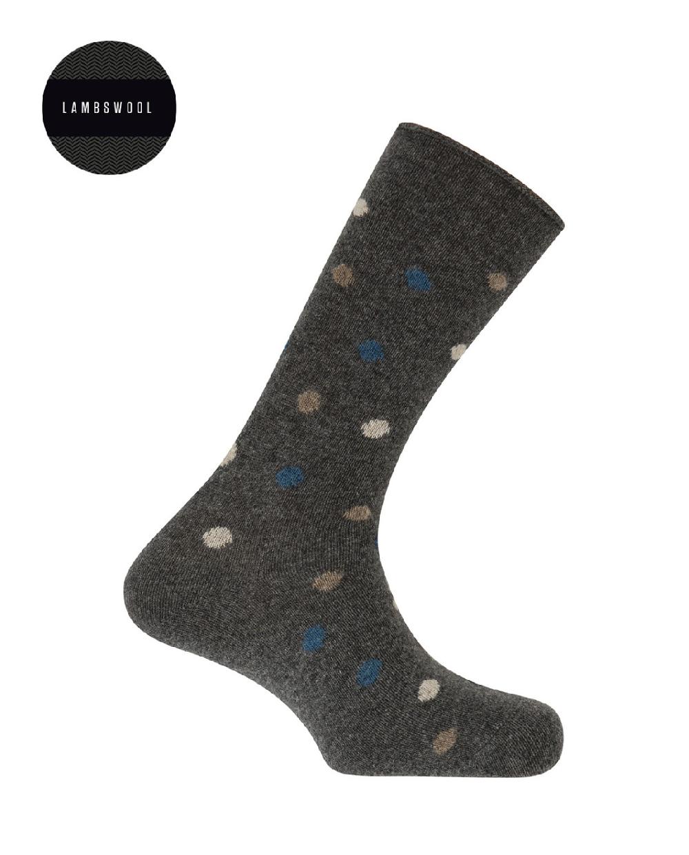 punto blanco Calcetines de lambswool - lunares - puño roulé