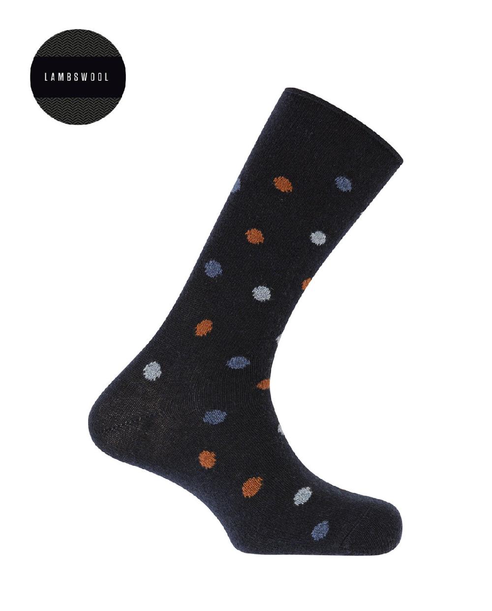 punto blanco Calcetines de lambswool - lunares - puño roulé