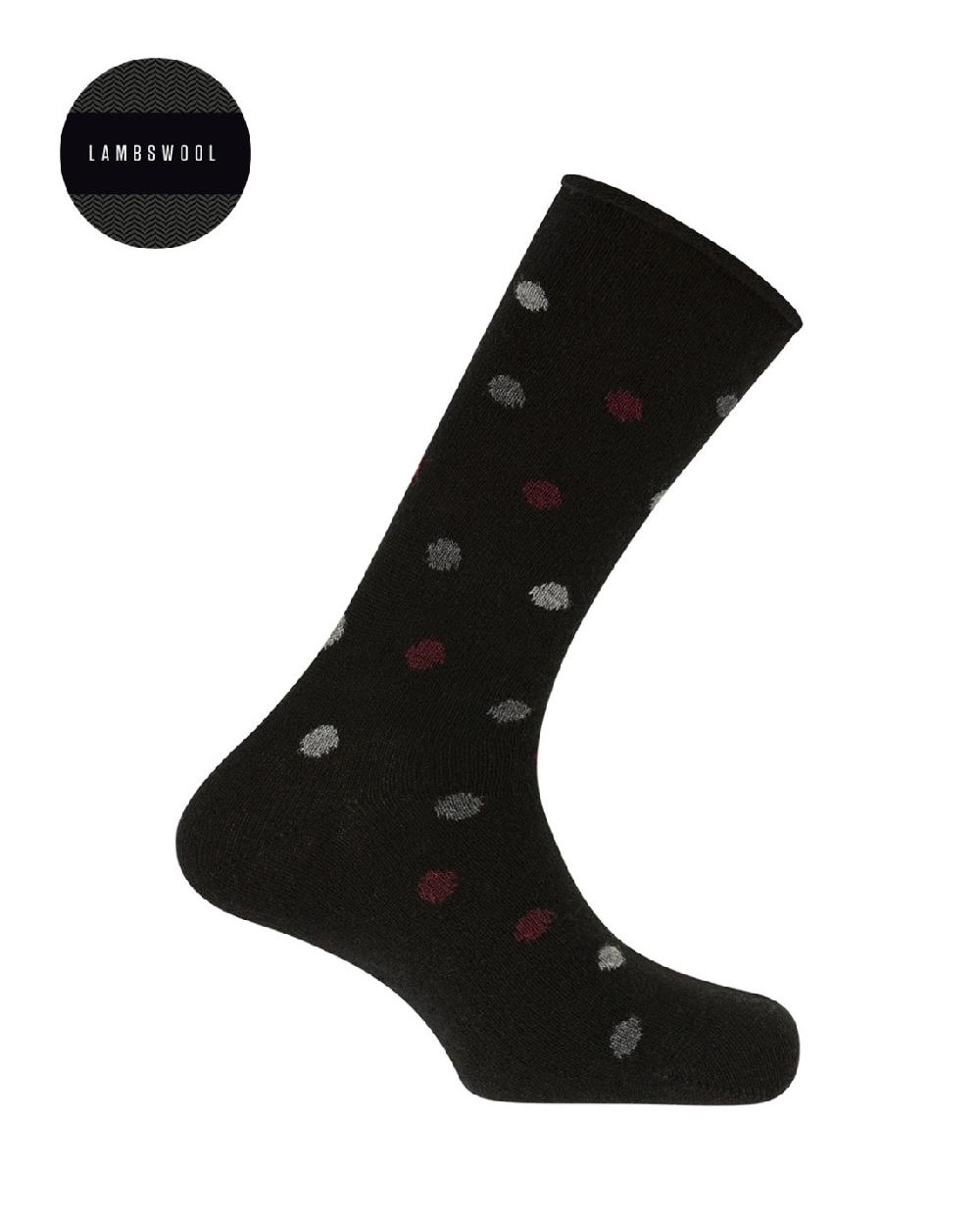 punto blanco Calcetines de lambswool - lunares - puño roulé
