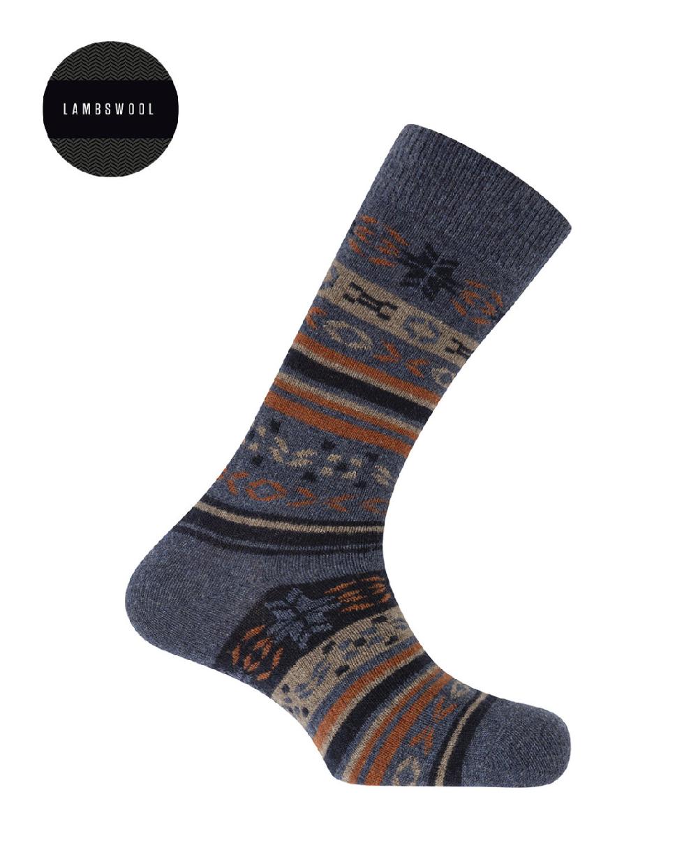 punto blanco Calcetines de lambswool - cenefa nórdica