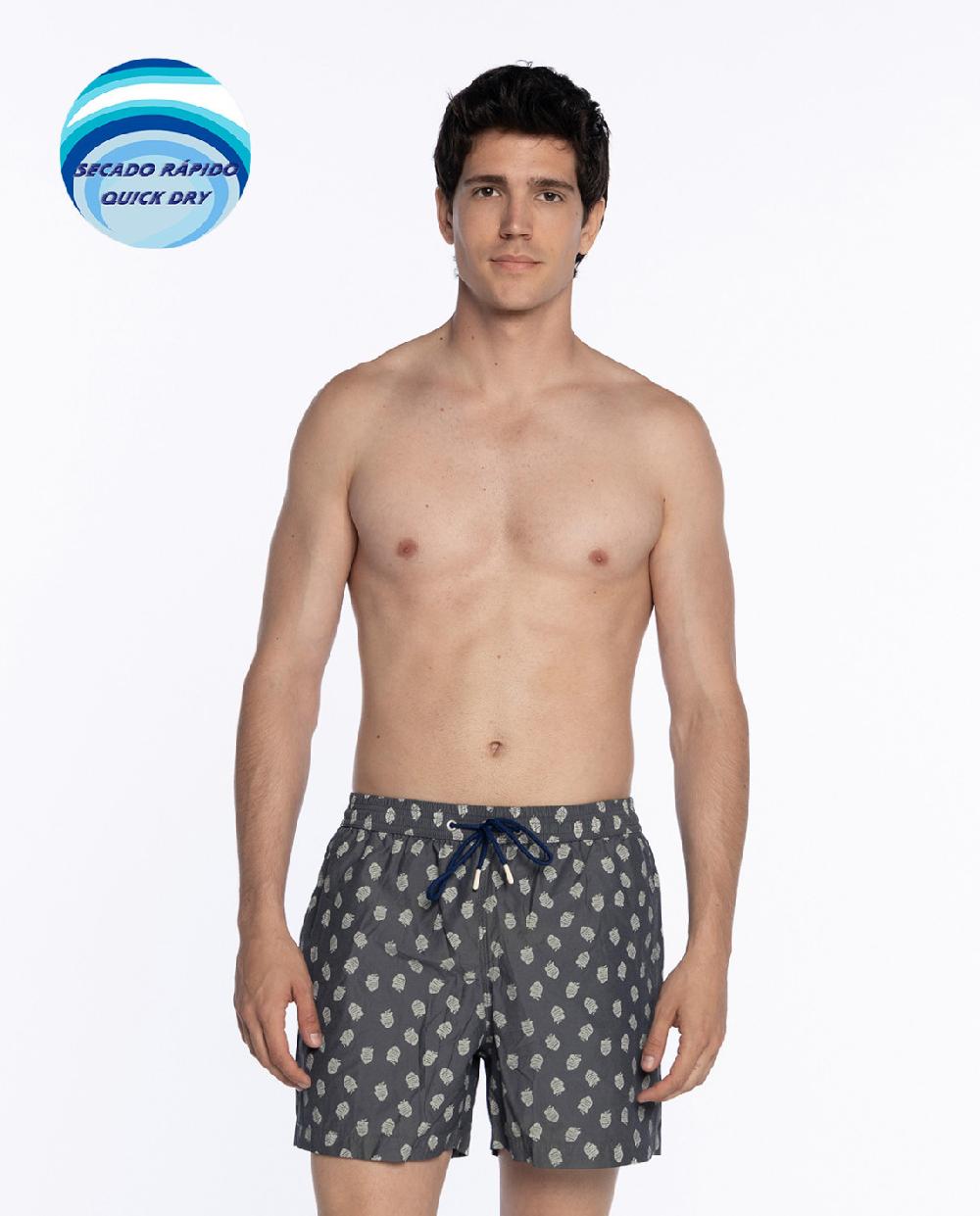 punto blanco Short estampado de peces. Paradise