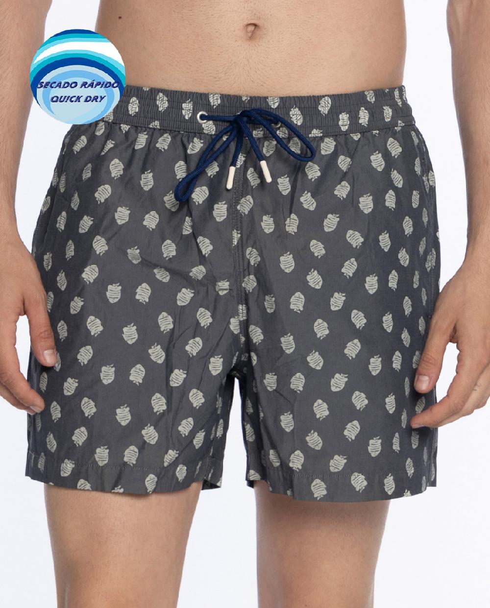 punto blanco Short estampado de peces. Paradise Rebajas de fábrica