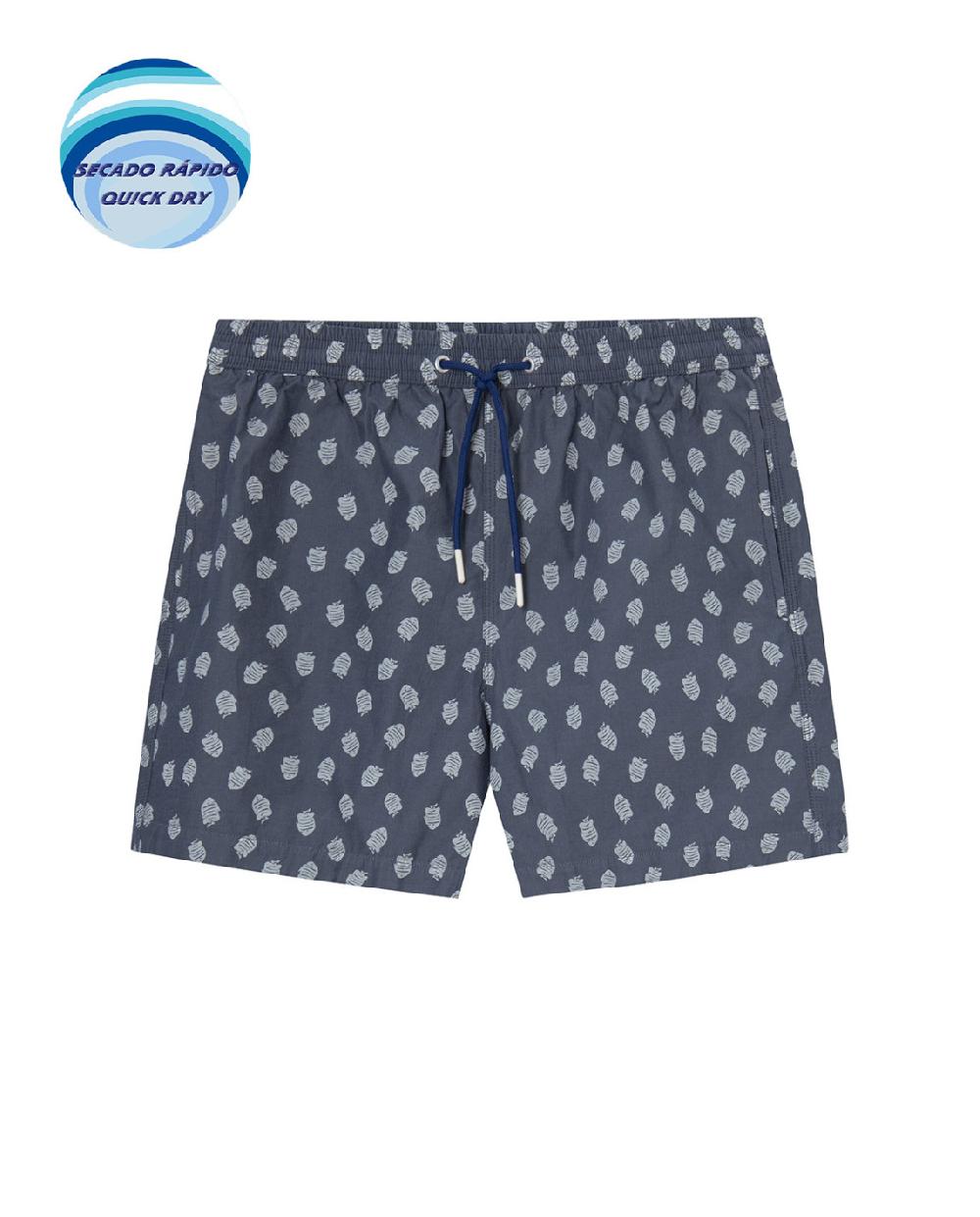 punto blanco Short estampado de peces. Paradise Rebajas de fábrica
