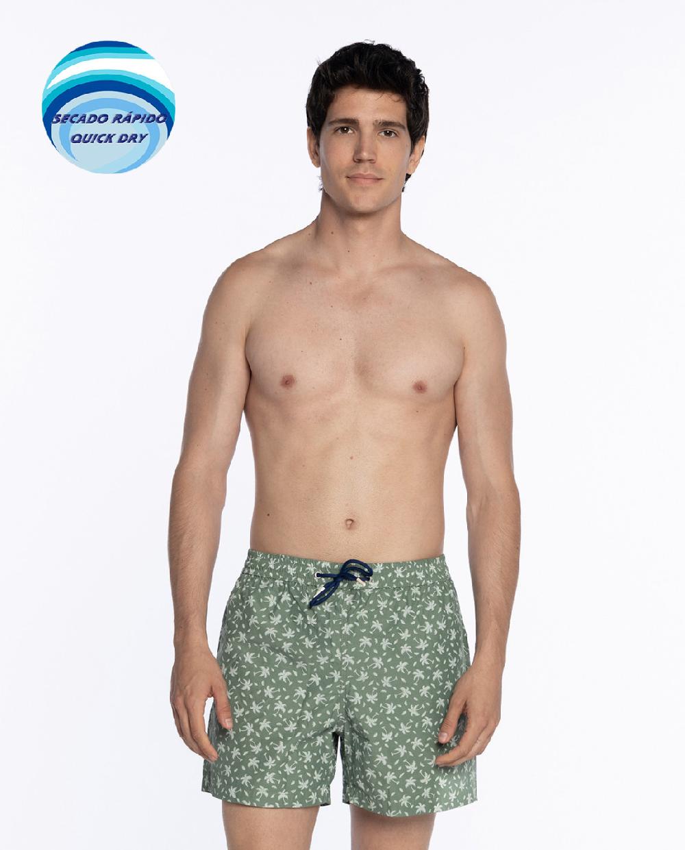 punto blanco Short estampado de palmeras. Paradise