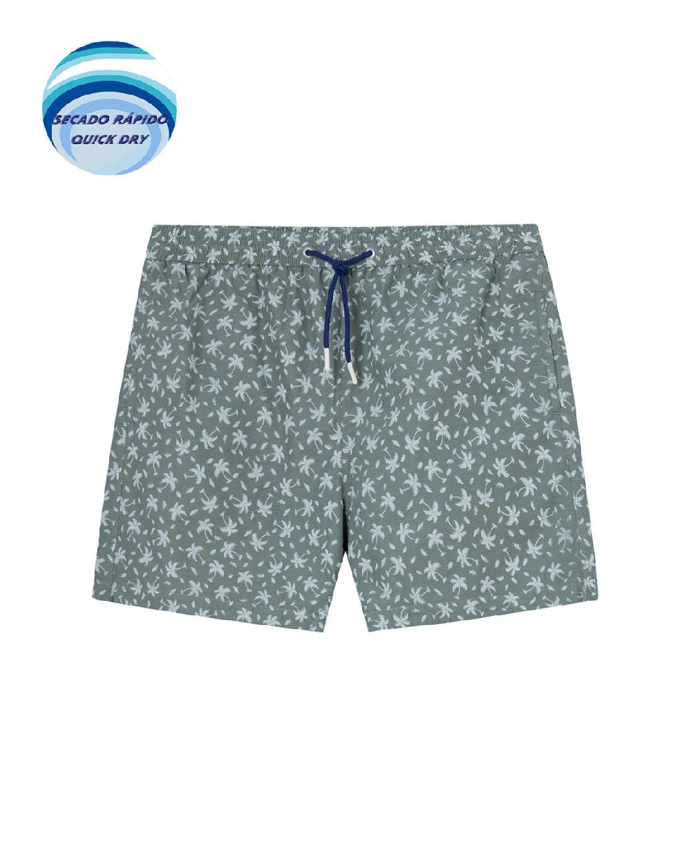 punto blanco Short estampado de palmeras. Paradise Los más vendidos