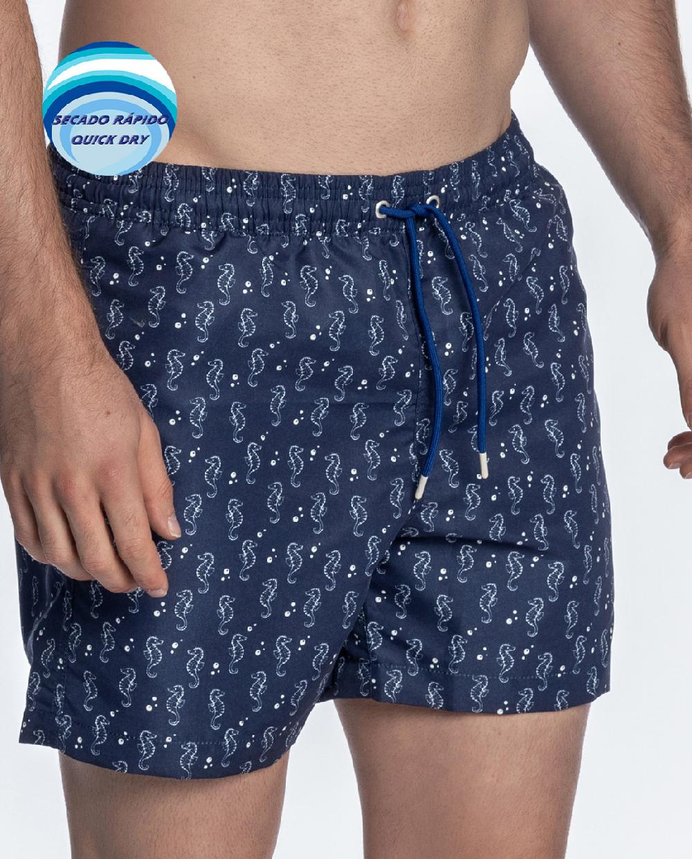 punto blanco Short estampado de caballos de mar. Sailboat Mejor oferta