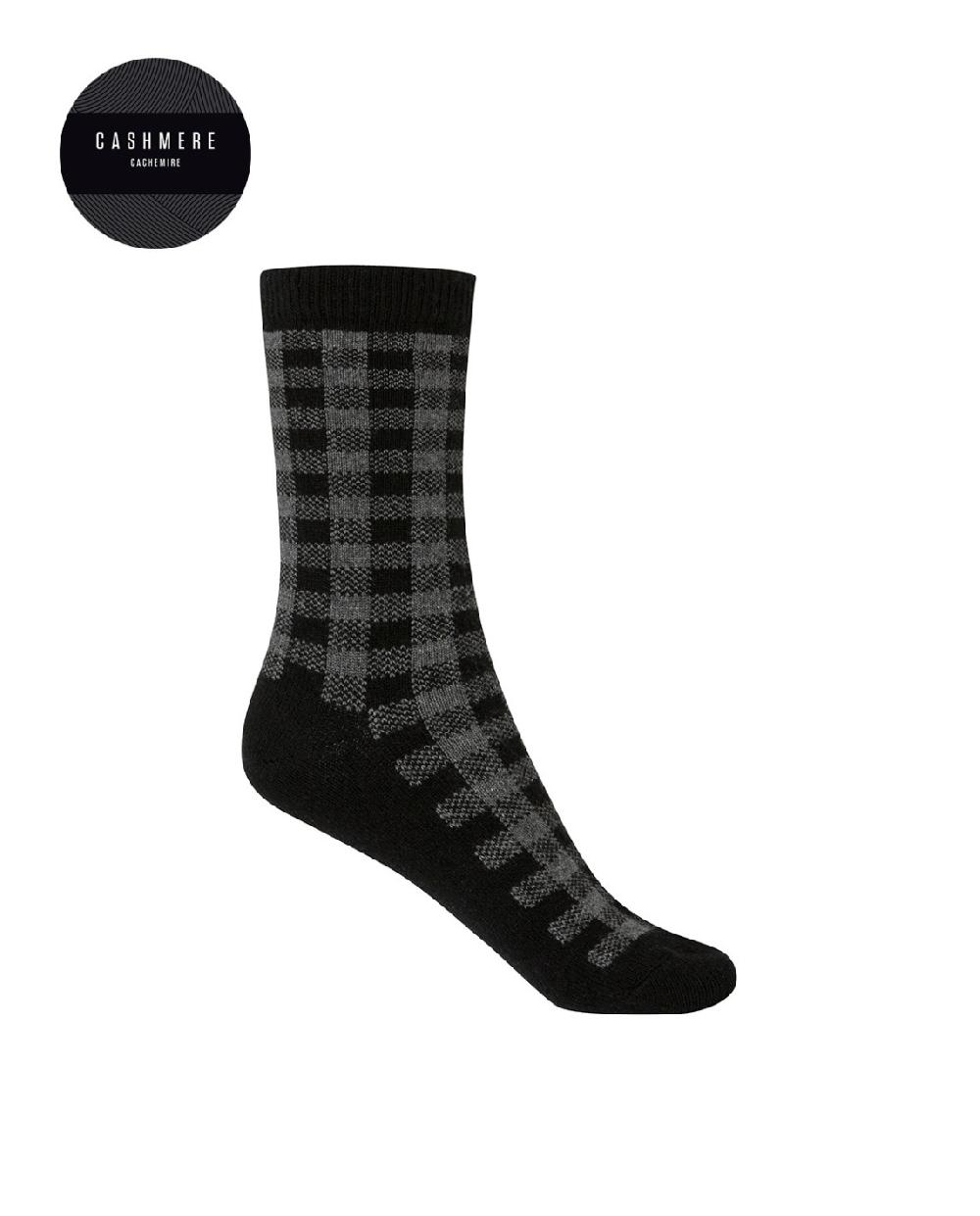 punto blanco Calcetines de cashmere/lana - cuadros