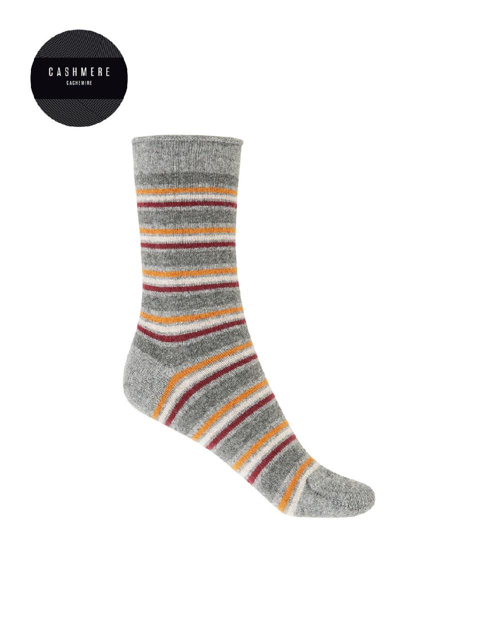 punto blanco Calcetines de cashmere/lana - listado - puño roulé