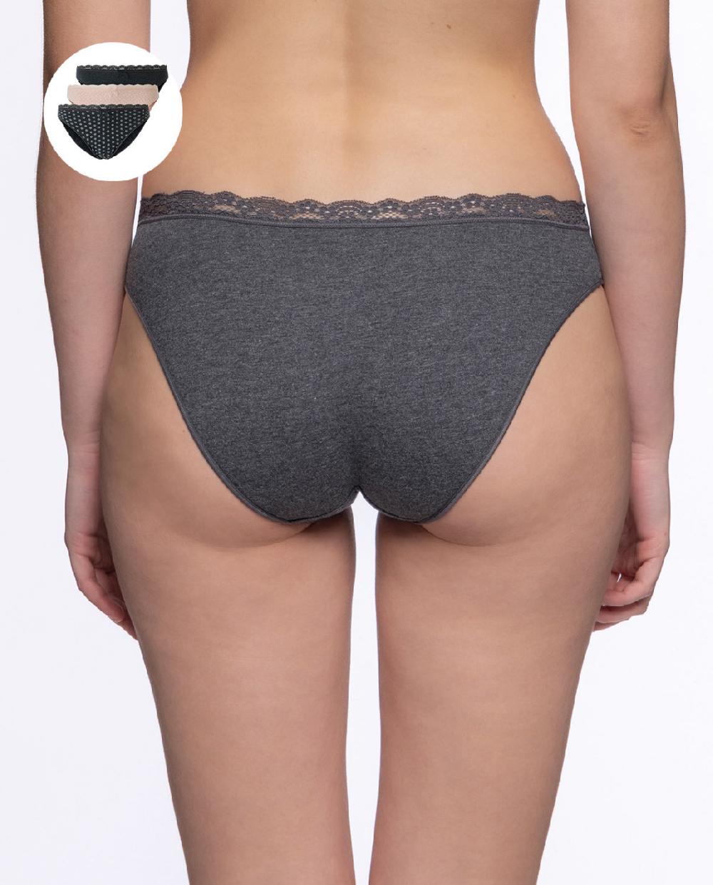 punto blanco Pack 3 Brief de algodón con encaje Undie's Pack Rebajas de fin de temporada