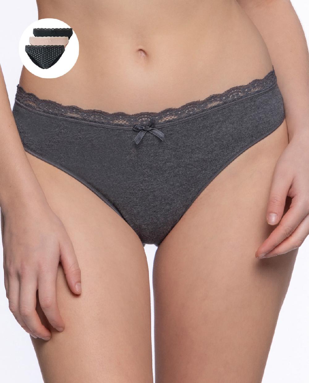 punto blanco Pack 3 Brief de algodón con encaje Undie's Pack Rebajas de fin de temporada