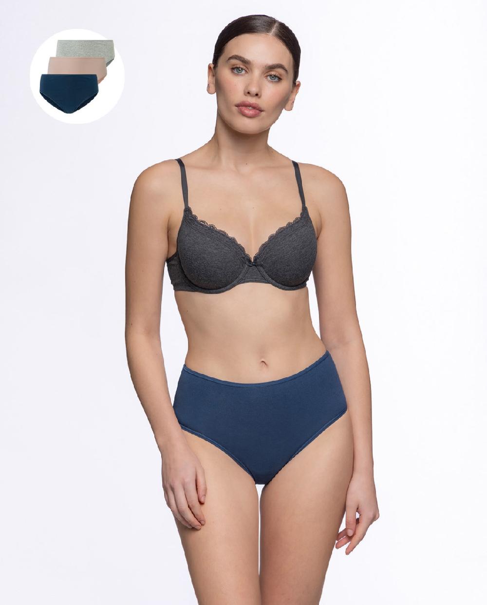 punto blanco Triplo Brief alto de algodón Outlet