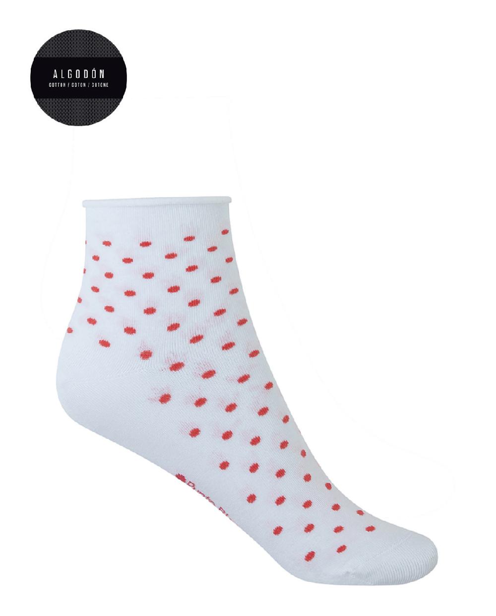 punto blanco Pack de 2 calcetines de algodón-lunares y rayas-puño roulé Gran oferta