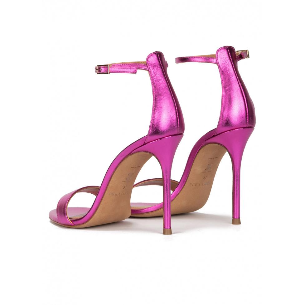 pura lópez Sandalias fucsia metalizadas con tacón alto Grandes descuentos