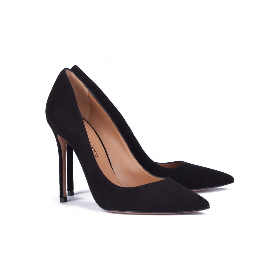 pura lópez Zapatos de salón con tacón alto en ante negro Precio ultrabajo