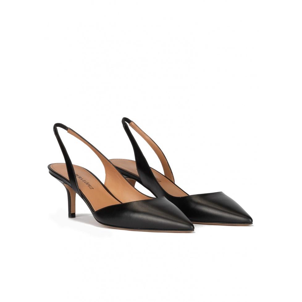pura lópez Zapatos negros de piel con tacón medio y punta fina Los más vendidos