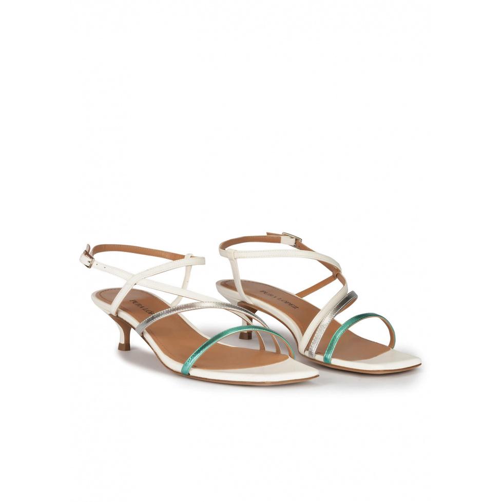 pura lópez Sandalias de tiras multicolor con tacón medio curvo Último día