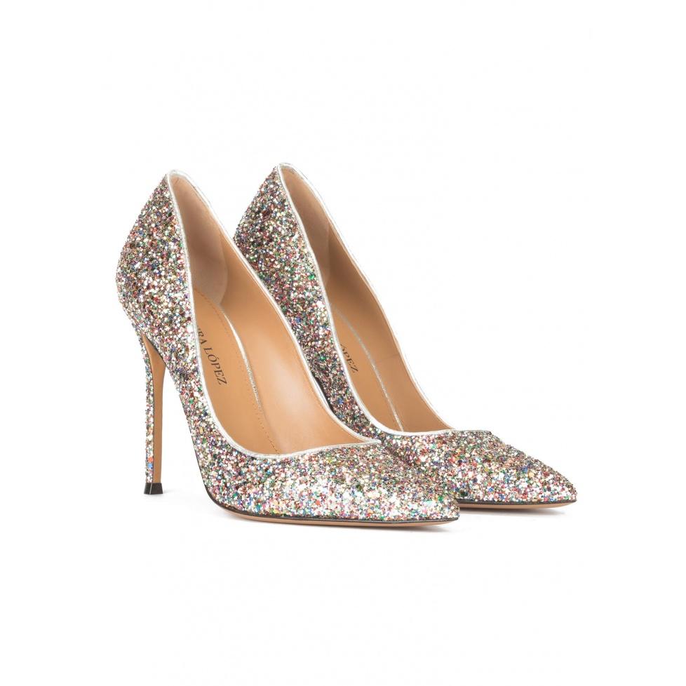 pura lópez Zapatos de salón con tacón alto en glitter multicolor Promoción trimestral