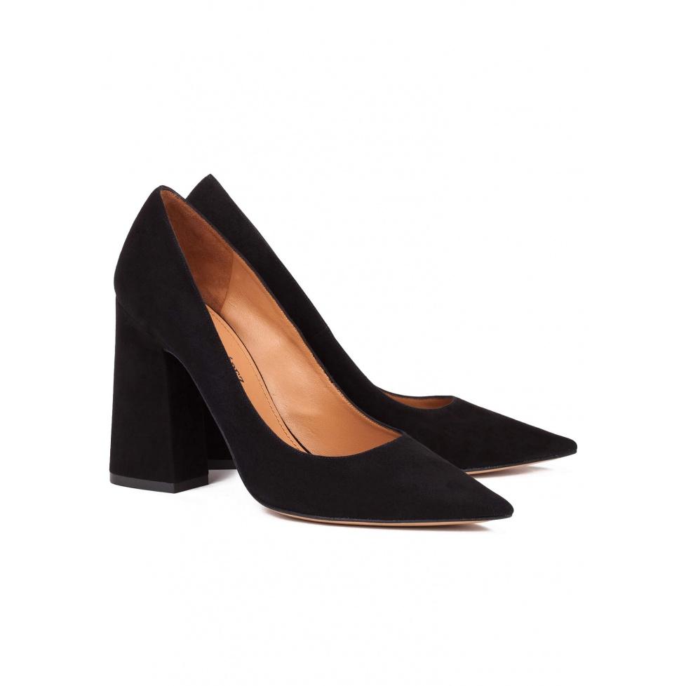 pura lópez Zapatos de salón de tacón alto en ante negro Últimos 3 días
