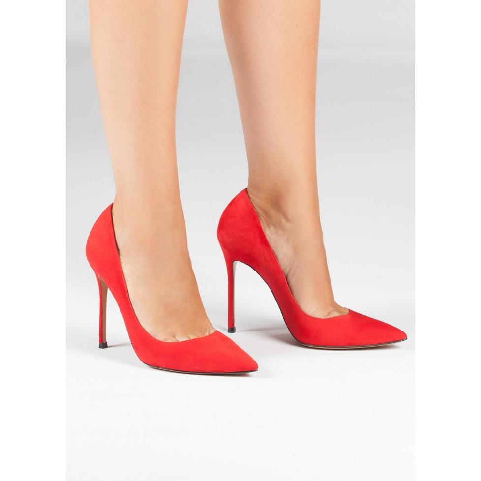 pura lópez Stilettos realizados en ante rojo Venta caliente