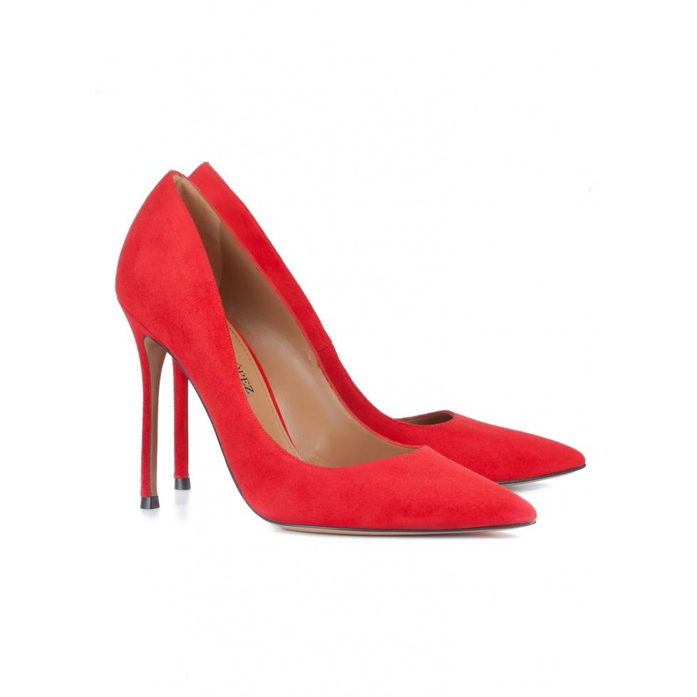 pura lópez Stilettos realizados en ante rojo Venta caliente