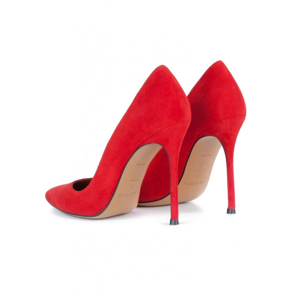 pura lópez Stilettos realizados en ante rojo Venta caliente