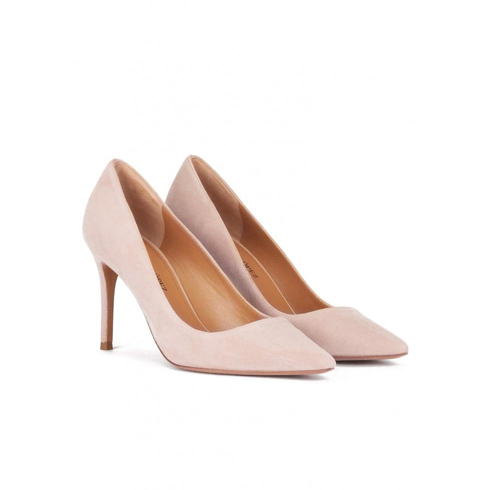 pura lópez Zapatos de tacón de 90mm y punta fina en ante nude Rebajas top