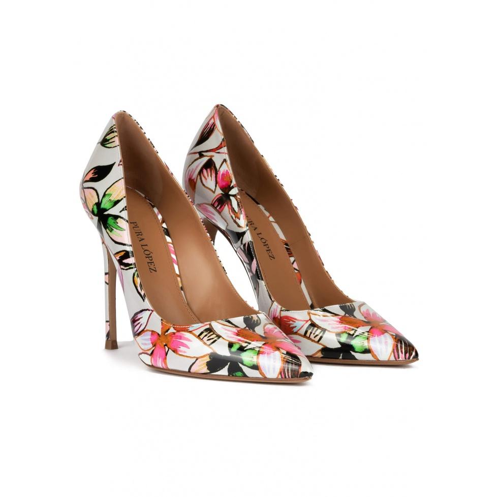 pura lópez Zapatos de punta con tacón fino de 11 cms con estampado floral Promoción trimestral