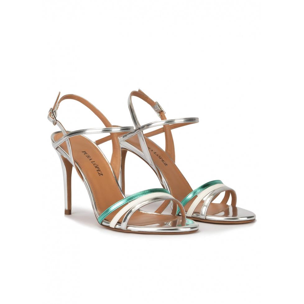 pura lópez Sandalias multicolor alto fino en piel metalizada Ventas relámpago