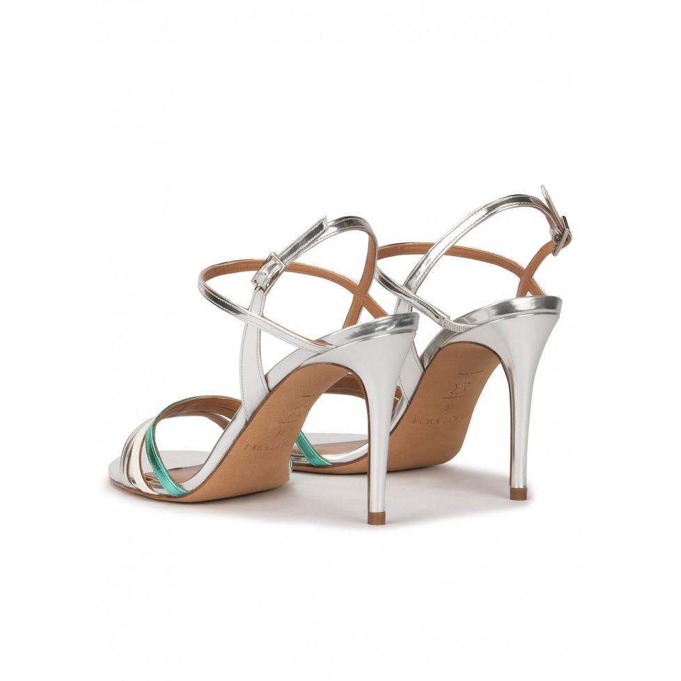 pura lópez Sandalias multicolor alto fino en piel metalizada Ventas relámpago