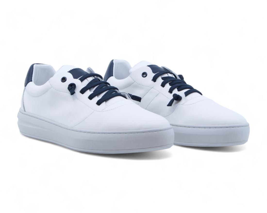 raquel perez Zapatilla Maxwell Piel Blanco Marino Hombre Precios de Black Friday