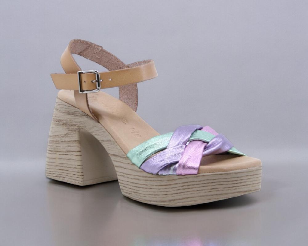 raquel perez Sandalia Tacón Xanadu Beige Morado Mujer Oferta especial de fábrica