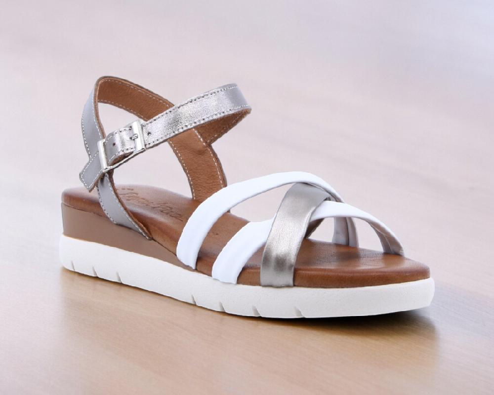 raquel perez Sandalia Capital 02 Blanco Arena Metal Mujer Ofertas especiales